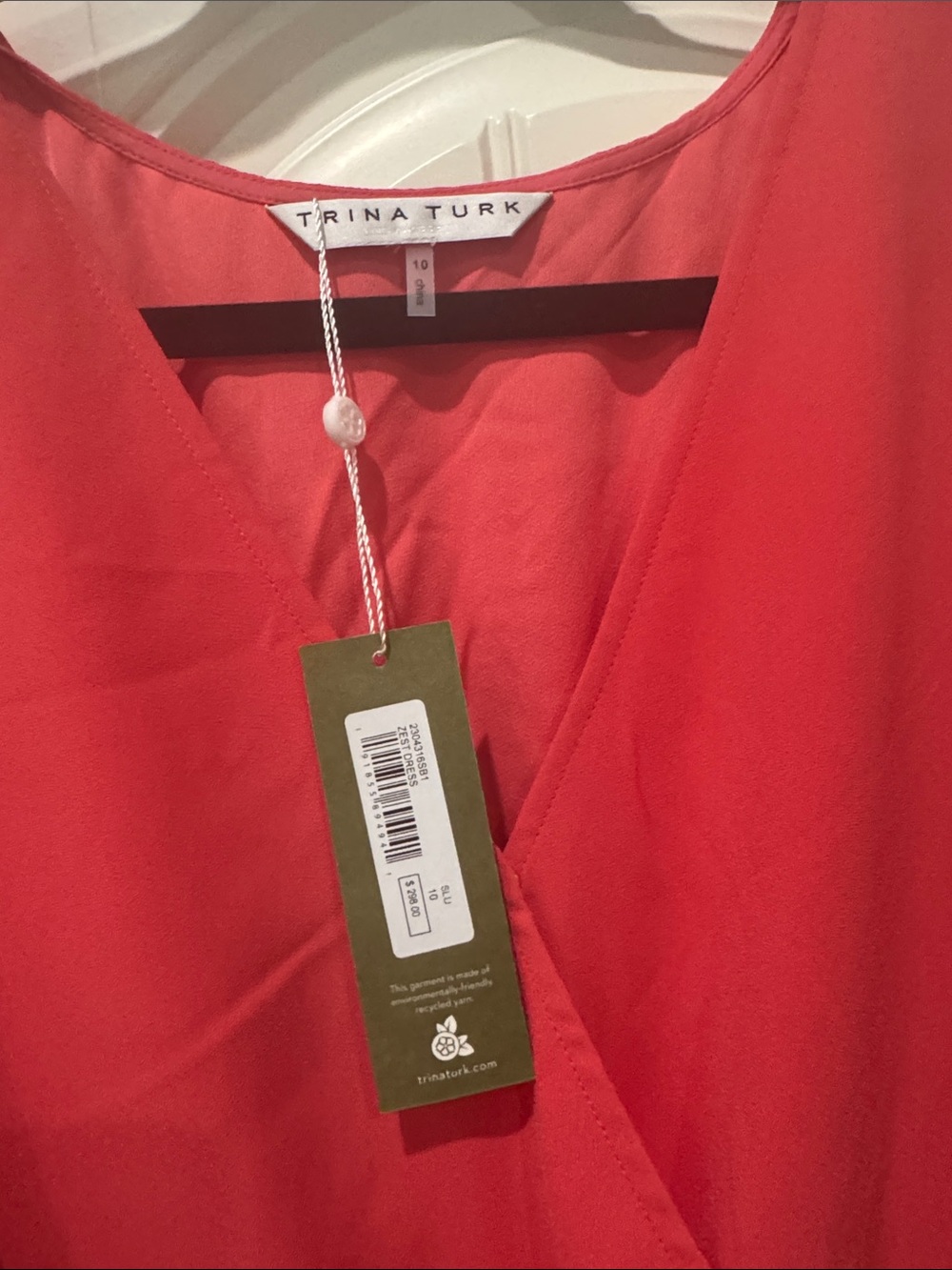 Trina Turk Coral-orange Belted Dress, NWT, 10 - Picture 3 of 4